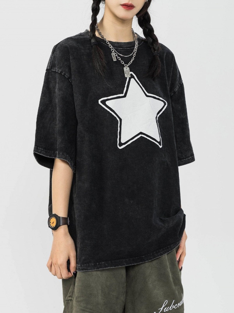 Noir  T Shirts Aelfric Eden Star Print Washed Tee - SYS-2383119